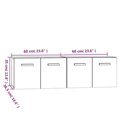 vidaXL Wandschränke 2 Stk. Sonoma-Eiche 60x36,5x35 cm Holzwerkstoff