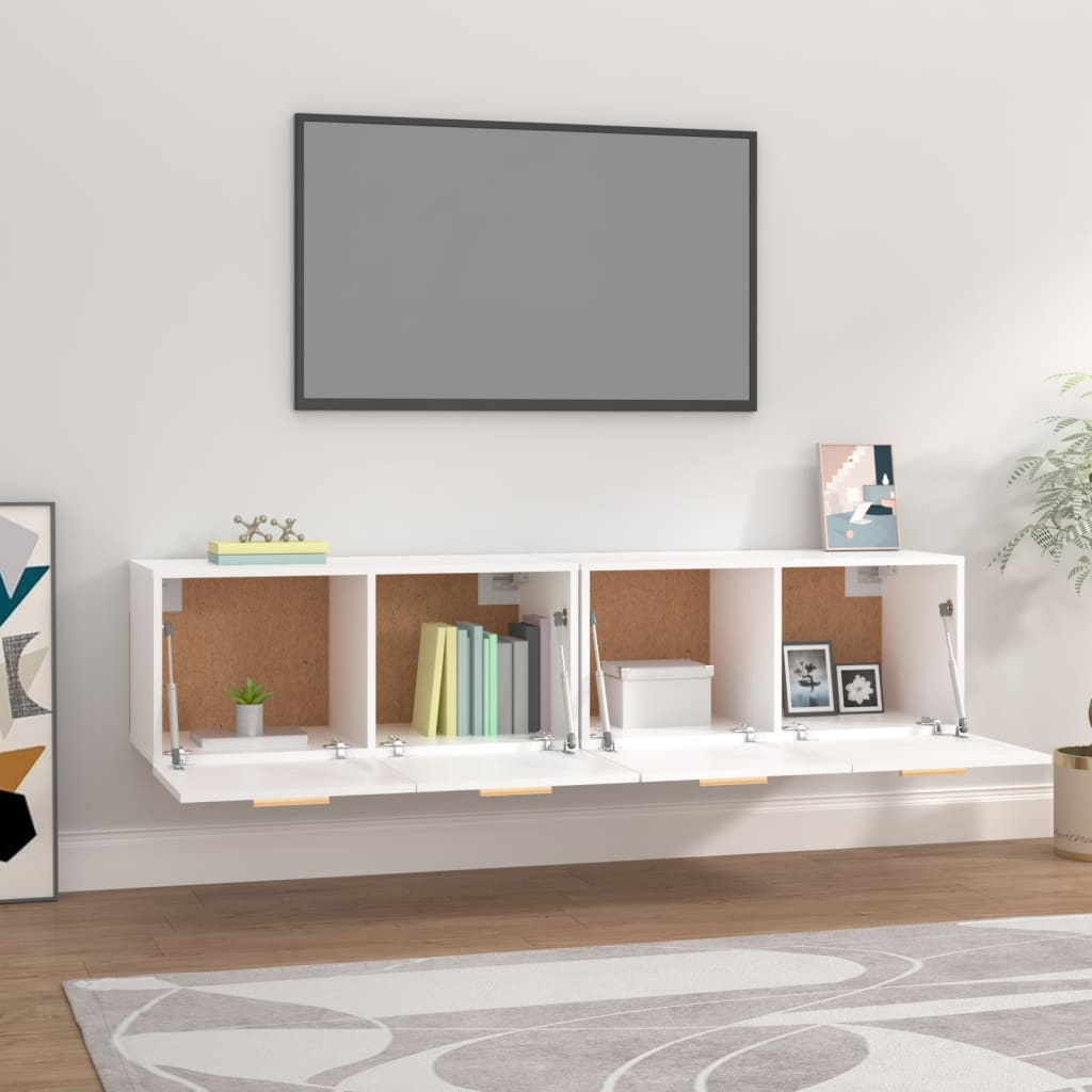 vidaXL Wandschränke 2 Stk. Weiß 80x35x36,5 cm Holzwerkstoff