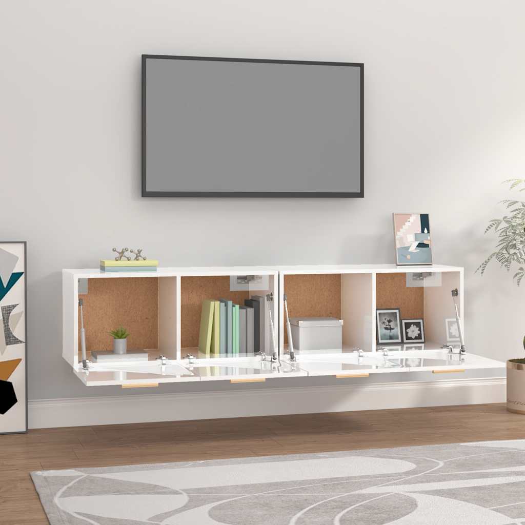 vidaXL Meubles hauts 2 pcs Blanc brillant 80x35x36,5 cm Aggloméré