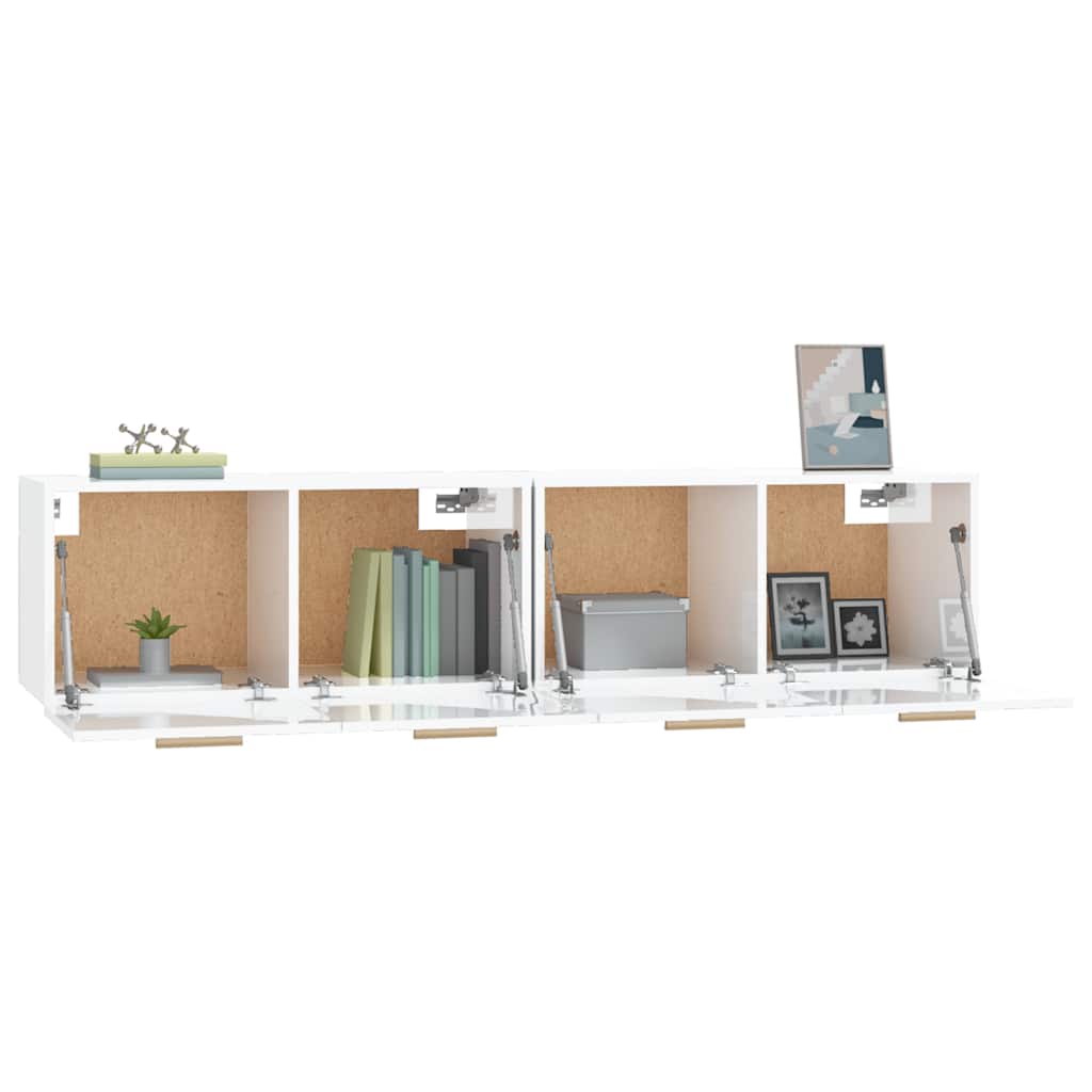 vidaXL Meubles hauts 2 pcs Blanc brillant 80x35x36,5 cm Aggloméré