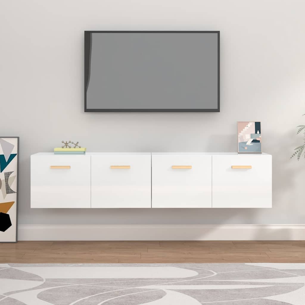 vidaXL Meubles hauts 2 pcs Blanc brillant 80x35x36,5 cm Aggloméré