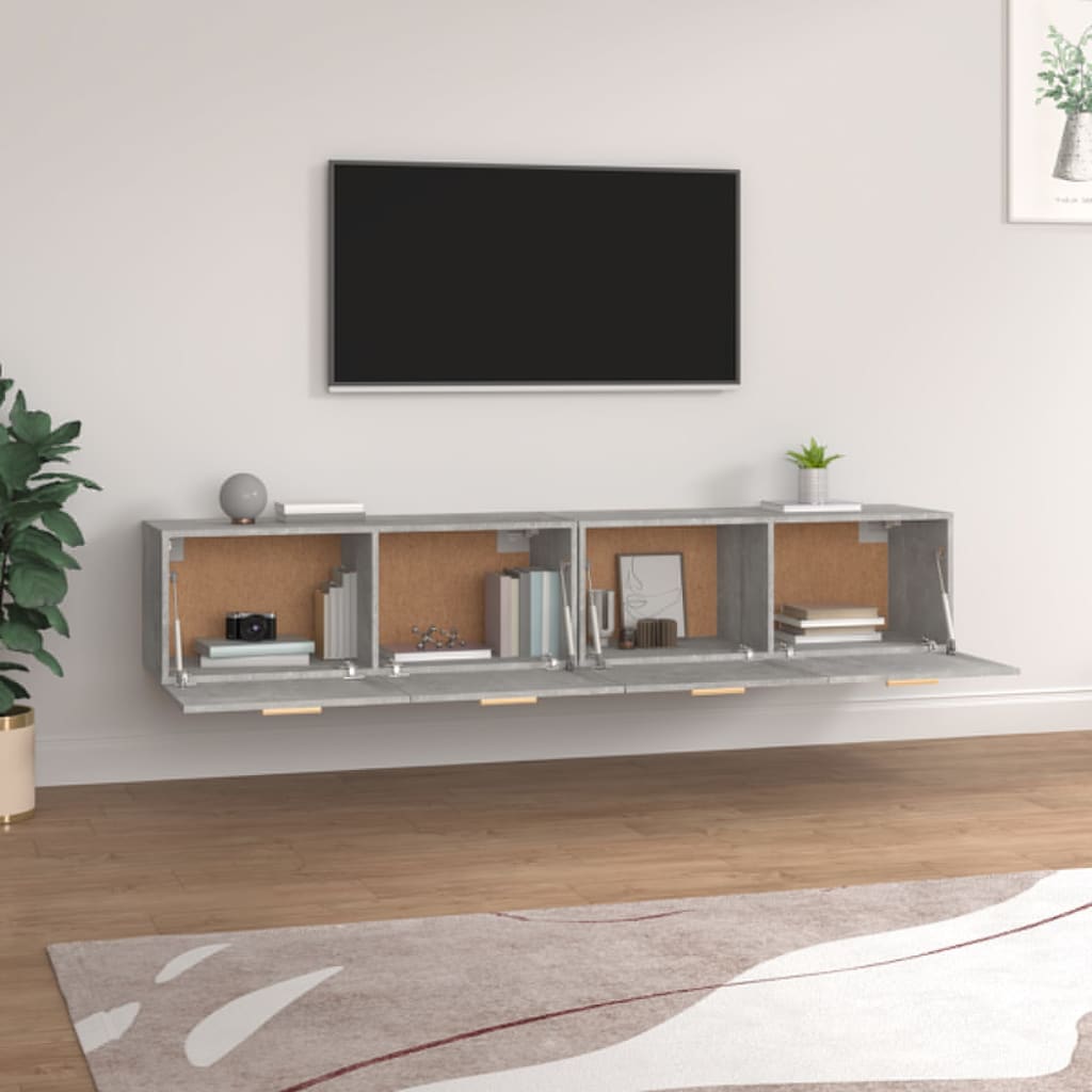 vidaXL Wandschränke 2 Stk. Betongrau 100x36,5x35 cm Holzwerkstoff