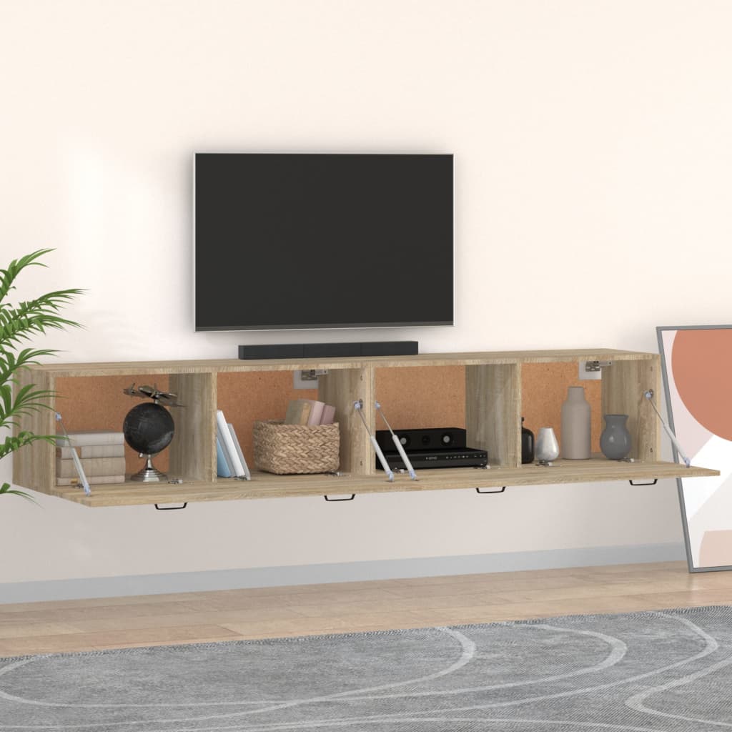 vidaXL Armoires murales 2 pcs Chêne Sonoma 100x36,5x35 cm Bois d'ingénierie