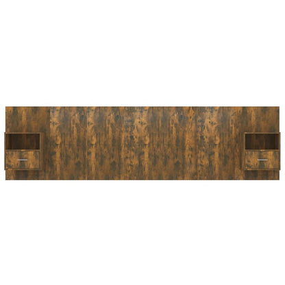 vidaXL Kopfteil mit Nachttischen Räuchereiche Holzwerkstoff