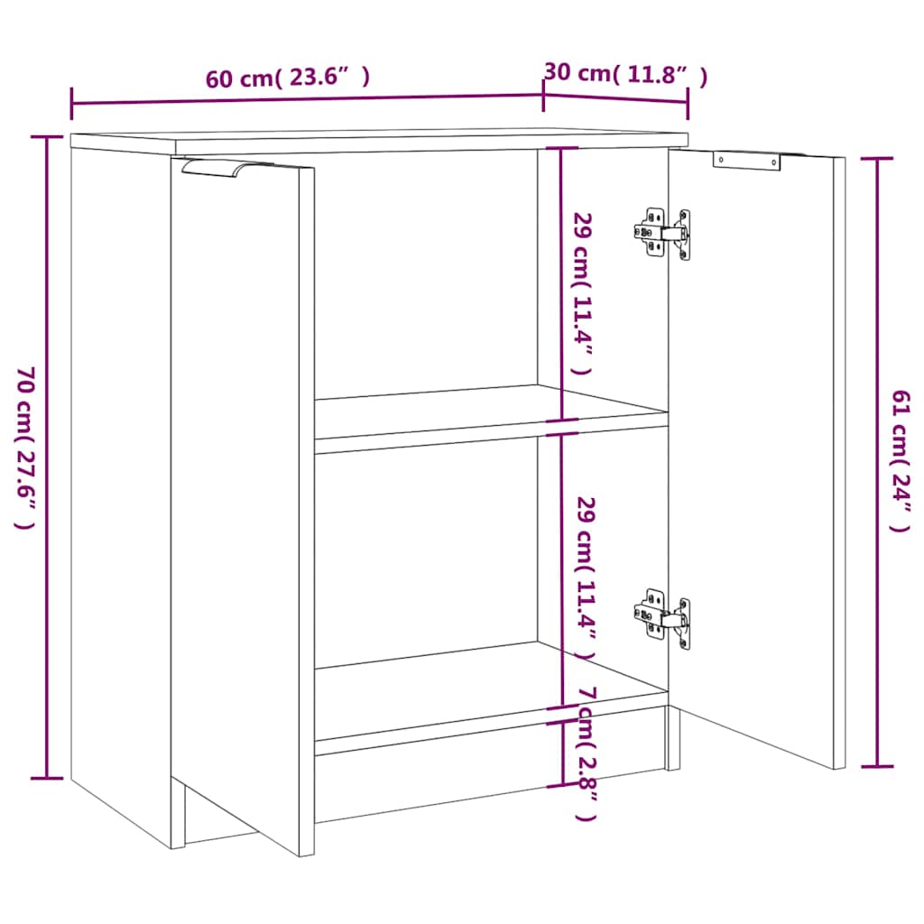 vidaXL Commodes 2 pcs Noir 60x30x70 cm Bois d'ingénierie