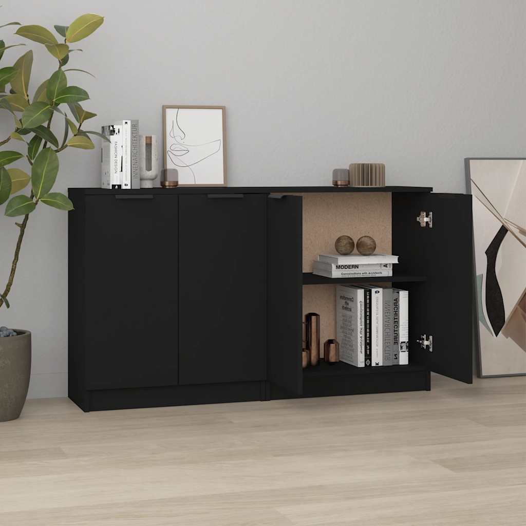 vidaXL Commodes 2 pcs Noir 60x30x70 cm Bois d'ingénierie