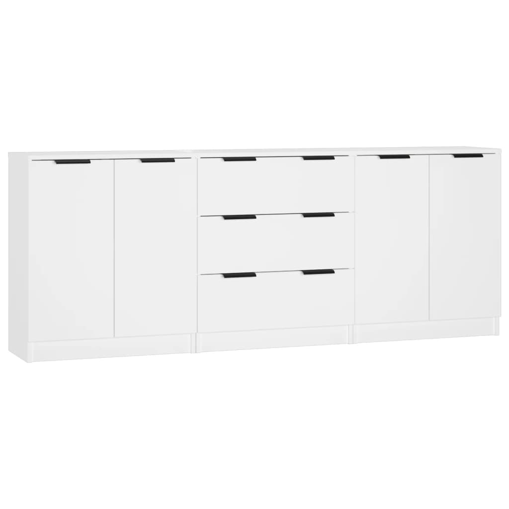 vidaXL Ensemble de 3 buffets blanc en bois d'ingénierie
