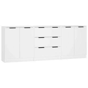 vidaXL Ensemble de 3 buffets blanc en bois d'ingénierie