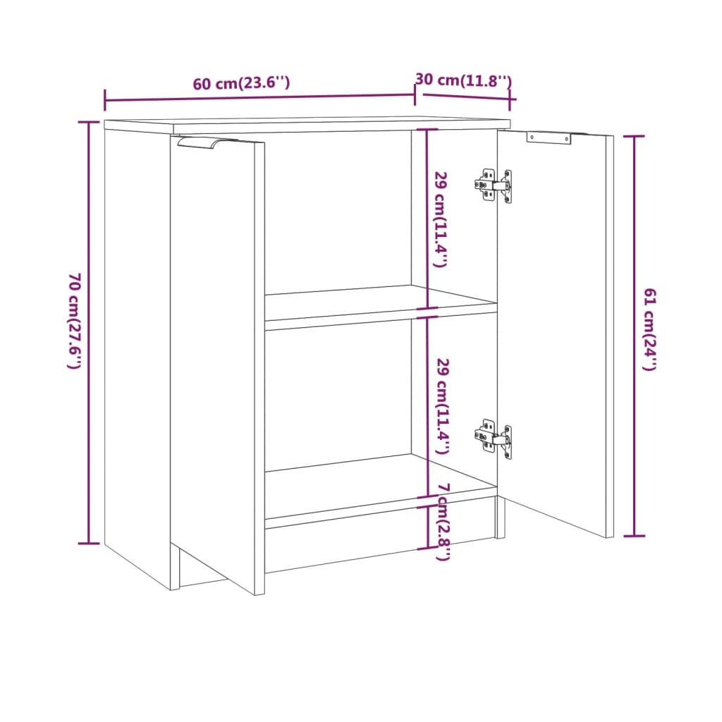 vidaXL Ensemble de 3 buffets blanc en bois d'ingénierie