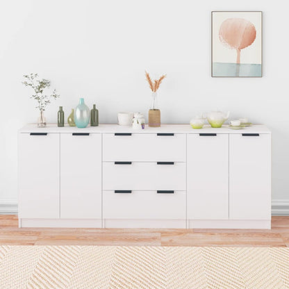 vidaXL Ensemble de 3 buffets blanc en bois d'ingénierie