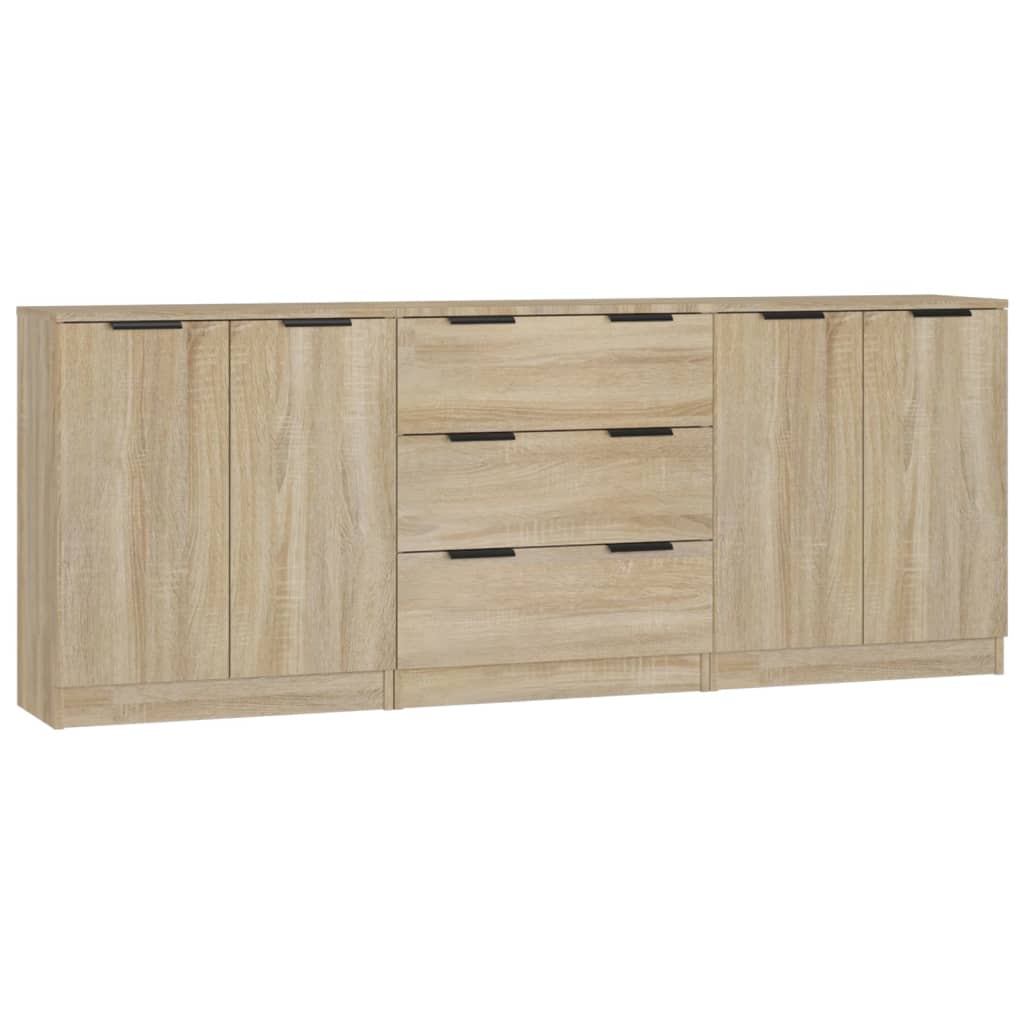 vidaXL Bahut 3 pièces aspect chêne Sonoma Aggloméré