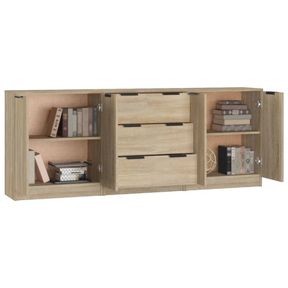 vidaXL Bahut 3 pièces aspect chêne Sonoma Aggloméré