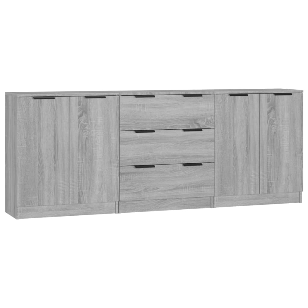 vidaXL Buffet 3 pièces Gris aspect chêne Sonoma Bois d'ingénierie