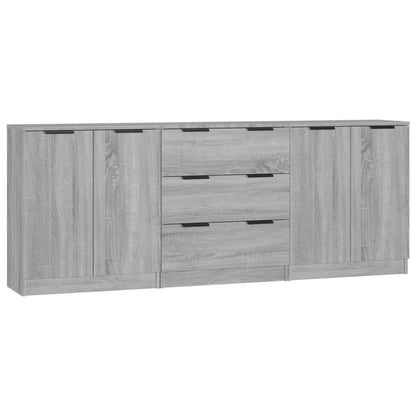vidaXL Buffet 3 pièces Gris aspect chêne Sonoma Bois d'ingénierie