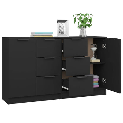 vidaXL Commodes 2 pcs Noir 60x30x70 cm Bois d'ingénierie