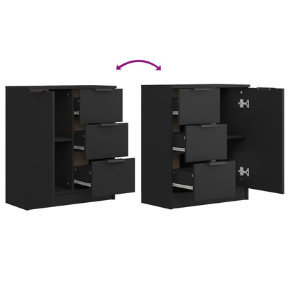 vidaXL Commodes 2 pcs Noir 60x30x70 cm Bois d'ingénierie