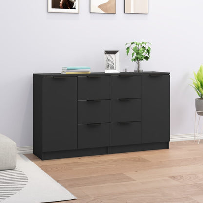 vidaXL Commodes 2 pcs Noir 60x30x70 cm Bois d'ingénierie
