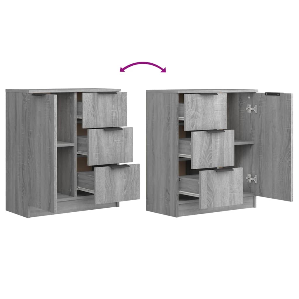 vidaXL Sideboards 2 Stk. Grau Sonoma 60x30x70 cm Holzwerkstoff