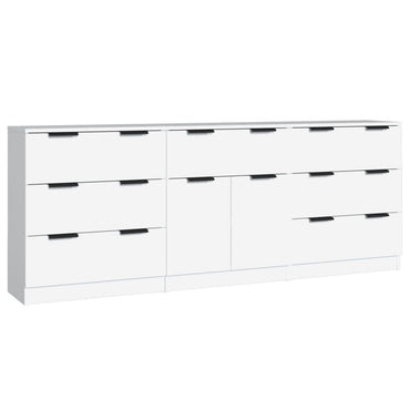 vidaXL Ensemble de 3 buffets blanc en bois d'ingénierie