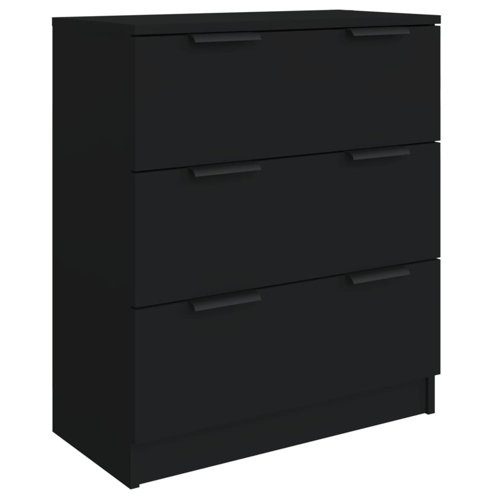 vidaXL Buffet 3 pièces Noir Bois d'ingénierie