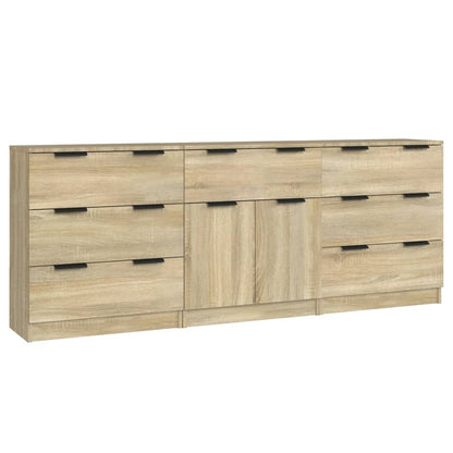 vidaXL Bahut 3 pièces aspect chêne Sonoma Aggloméré