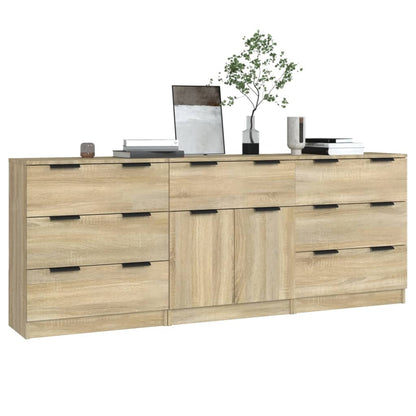 vidaXL Bahut 3 pièces aspect chêne Sonoma Aggloméré