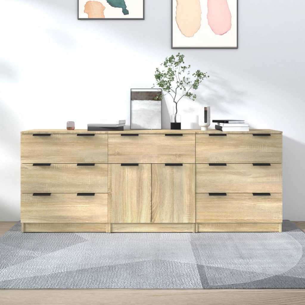 vidaXL Bahut 3 pièces aspect chêne Sonoma Aggloméré