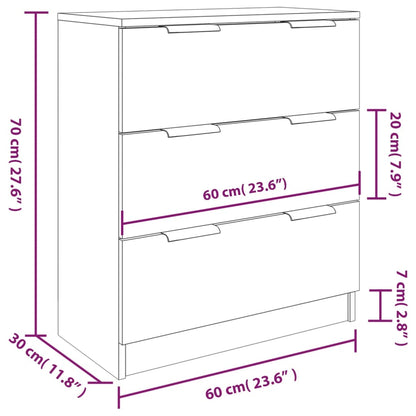 vidaXL Ensemble de 3 buffets gris béton en bois d'ingénierie