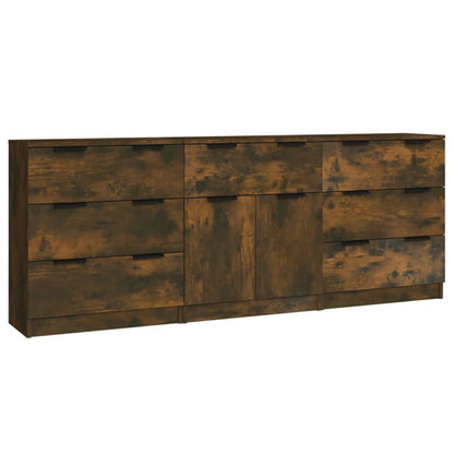 vidaXL Ensemble de 3 buffets décor chêne fumé en bois d'ingénierie