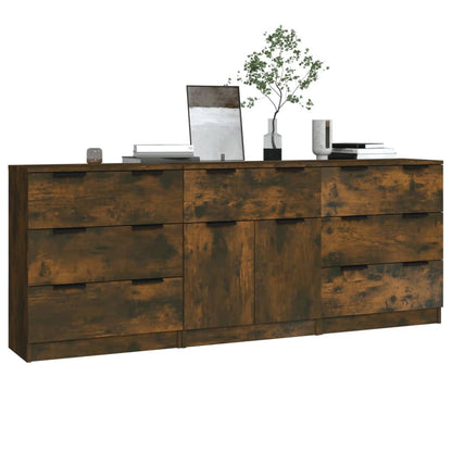 vidaXL Ensemble de 3 buffets décor chêne fumé en bois d'ingénierie