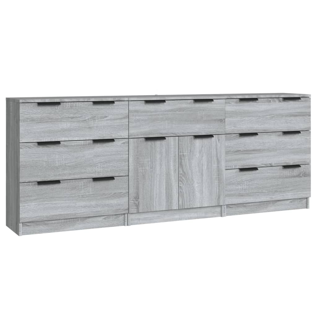 vidaXL Enfilade 3 pcs Gris Sonoma Bois d'ingénierie