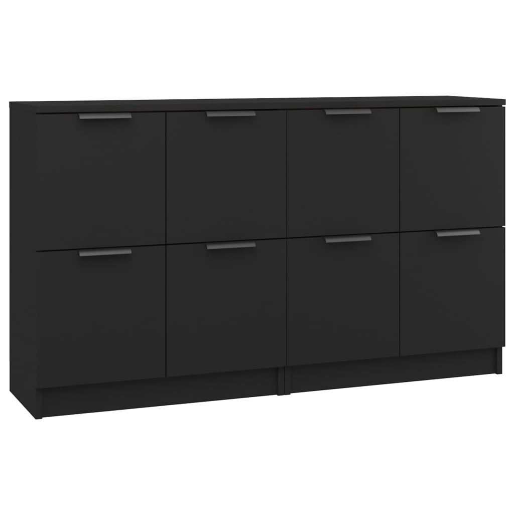 vidaXL Commodes 2 pcs Noir 60x30x70 cm Bois d'ingénierie