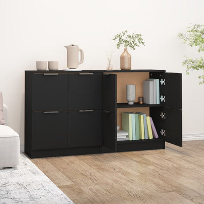 vidaXL Commodes 2 pcs Noir 60x30x70 cm Bois d'ingénierie