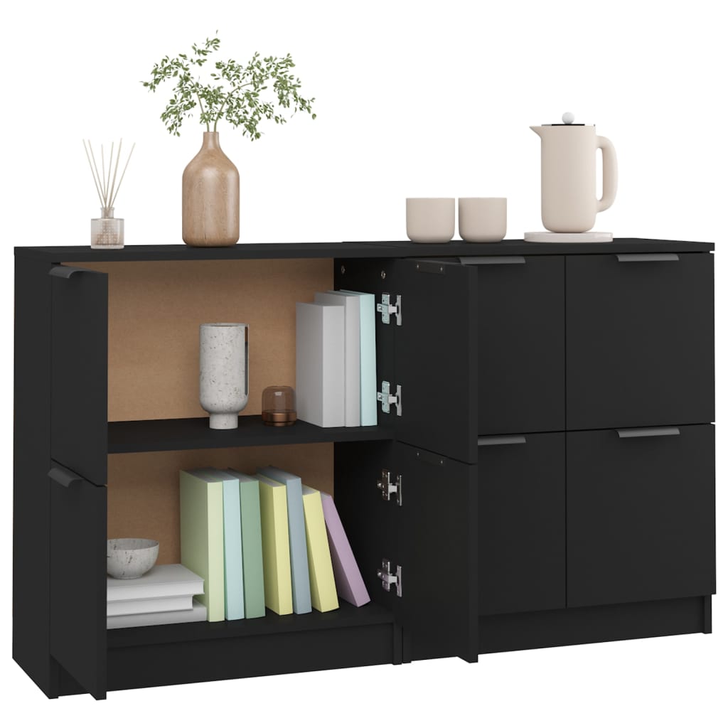 vidaXL Commodes 2 pcs Noir 60x30x70 cm Bois d'ingénierie