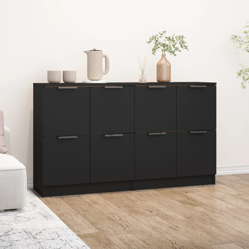 vidaXL Commodes 2 pcs Noir 60x30x70 cm Bois d'ingénierie