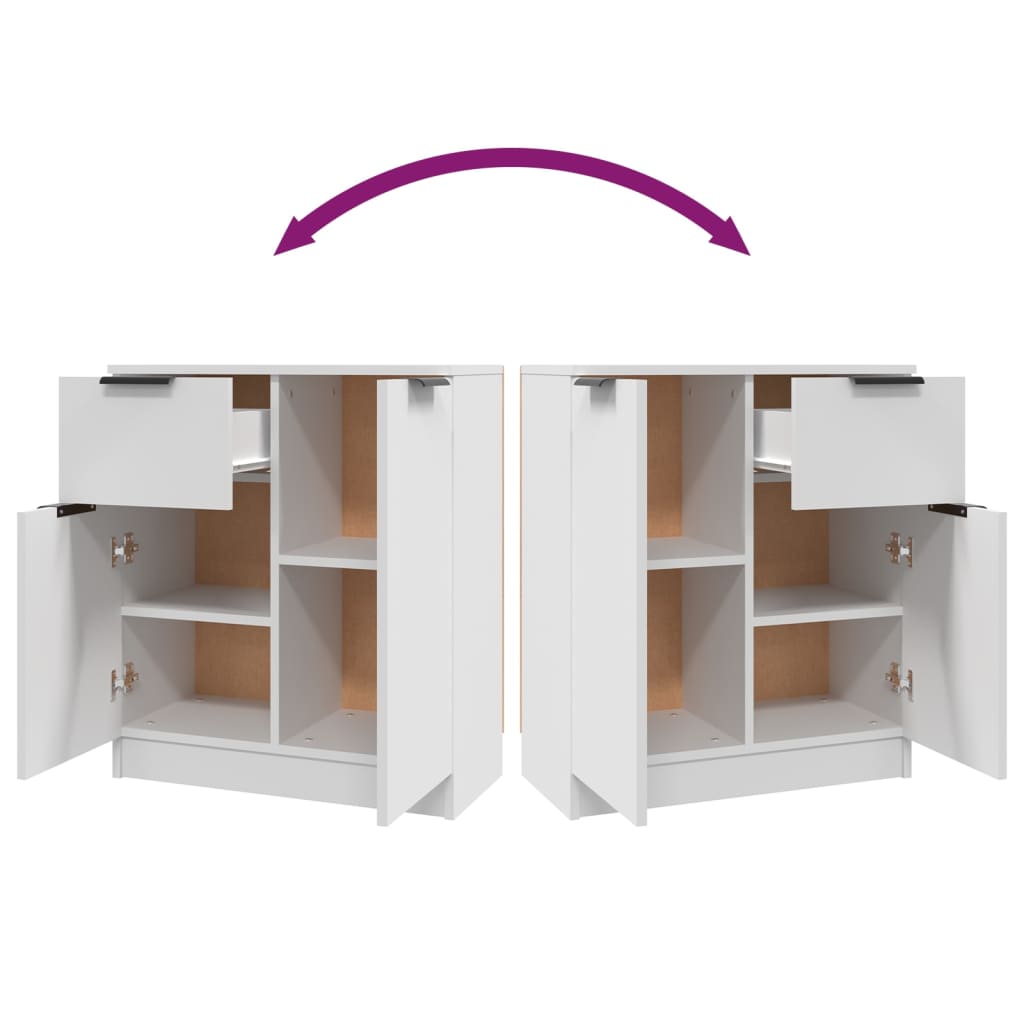 vidaXL Enfilades 2 pcs Blanc 60x30x70 cm Bois d'ingénierie