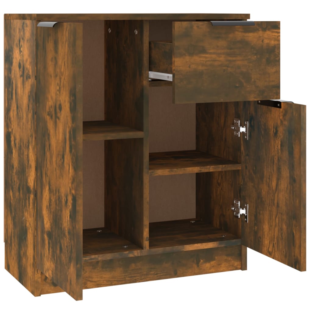 vidaXL Commodes 2 pcs Chêne fumé 60x30x70 cm Bois d'ingénierie