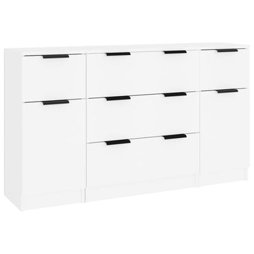 vidaXL 3-tlg. Sideboard-Set Weiß Holzwerkstoff