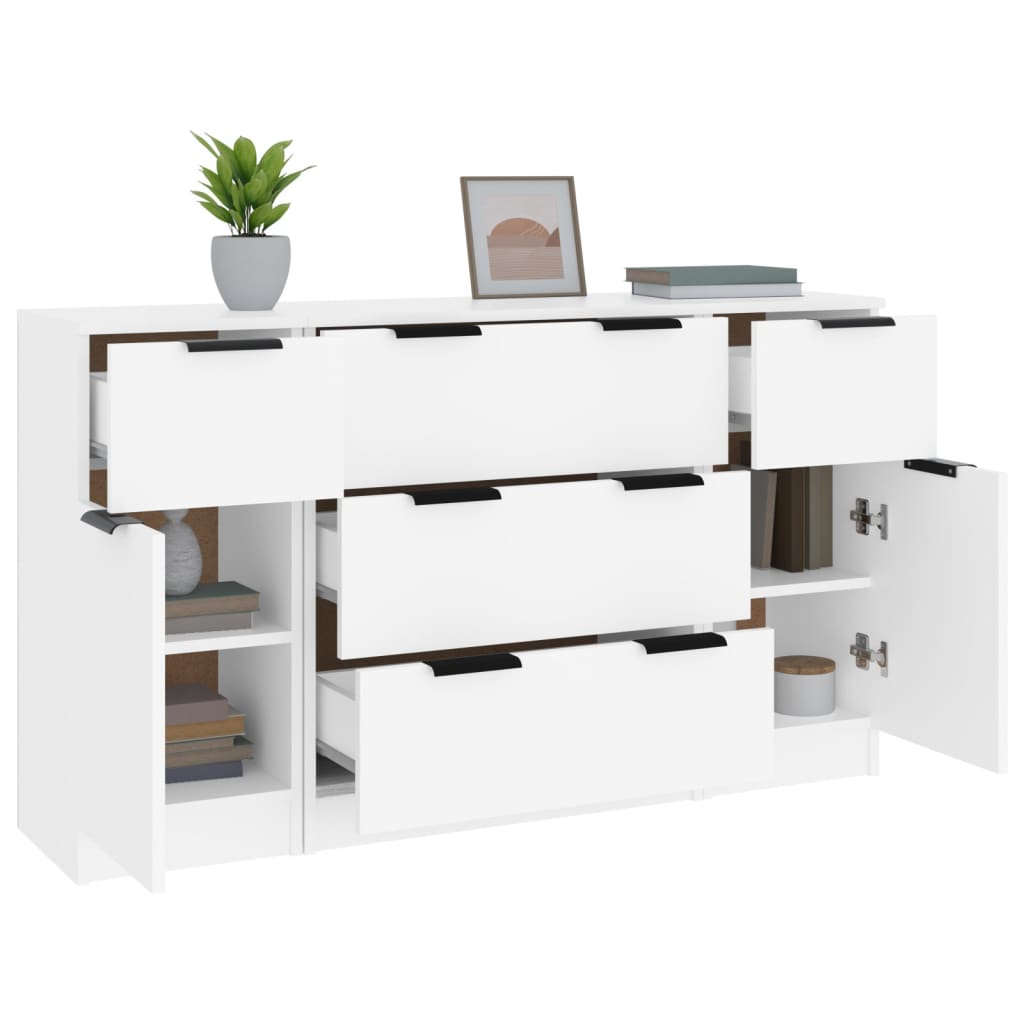 vidaXL Ensemble de 3 buffets blanc en bois d'ingénierie
