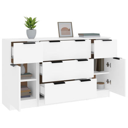 vidaXL Ensemble de 3 buffets blanc en bois d'ingénierie