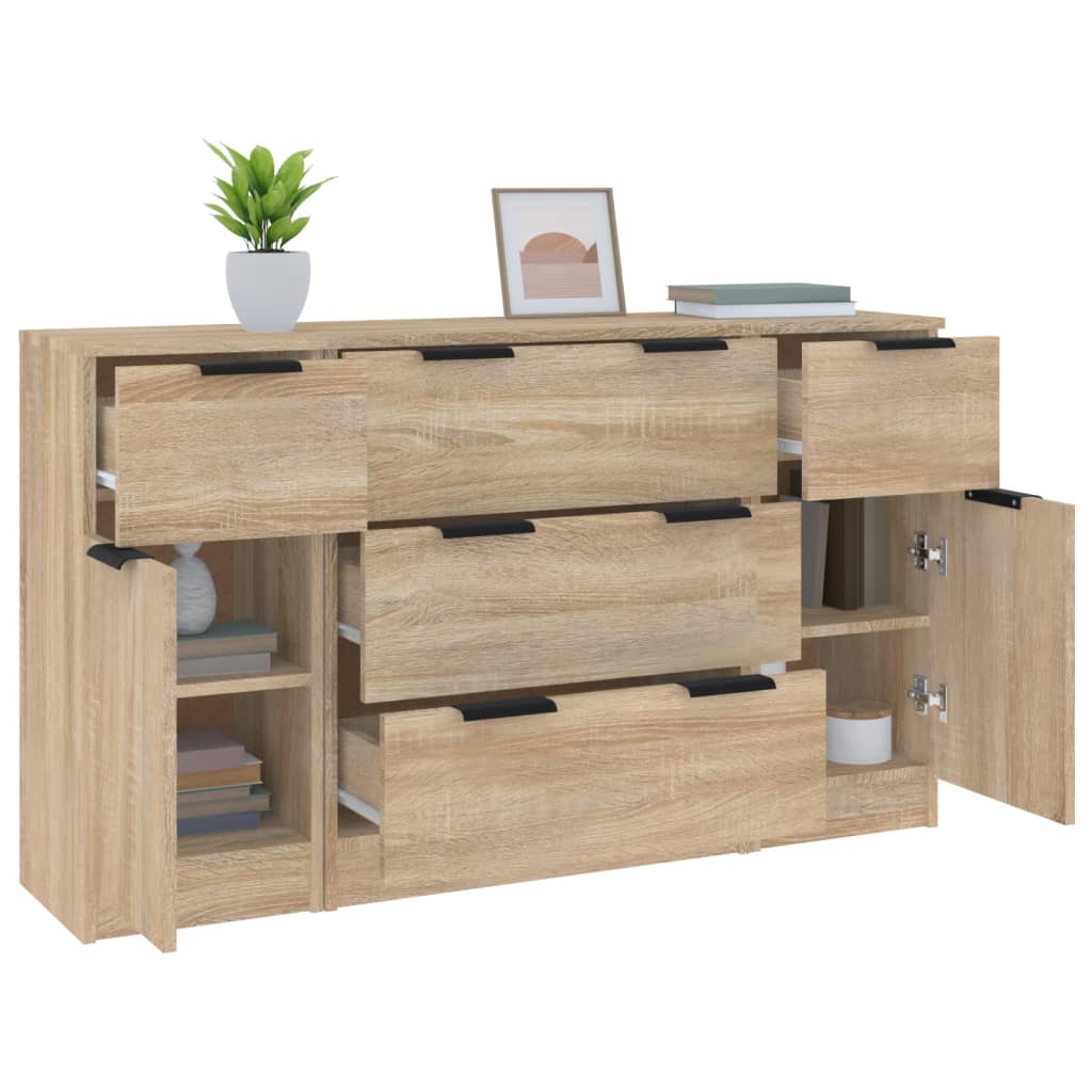 vidaXL Ensemble de 3 buffets en aggloméré coloris chêne Sonoma
