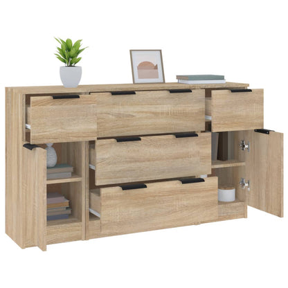 vidaXL Ensemble de 3 buffets en aggloméré coloris chêne Sonoma