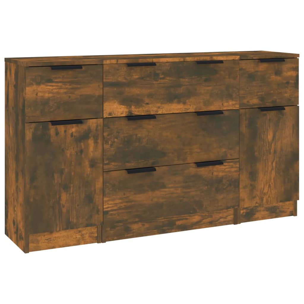 vidaXL Ensemble de 3 buffets chêne fumé Bois d'ingénierie