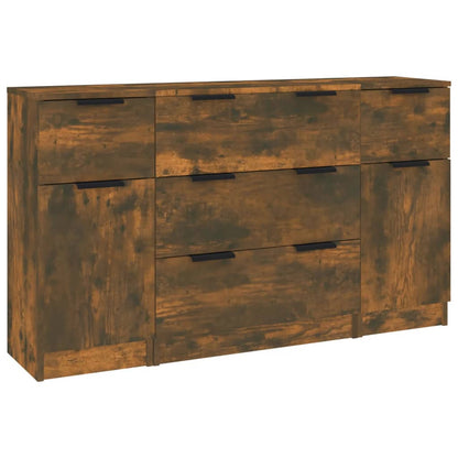 vidaXL Ensemble de 3 buffets chêne fumé Bois d'ingénierie