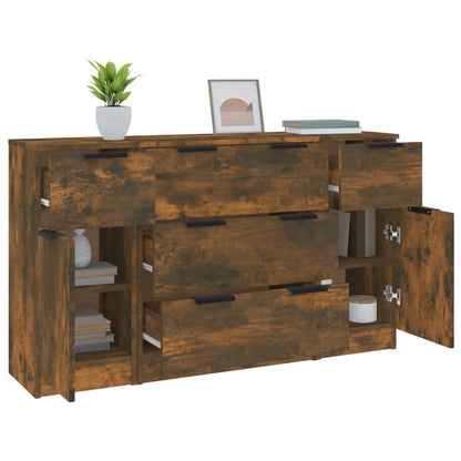 vidaXL Ensemble de 3 buffets chêne fumé Bois d'ingénierie