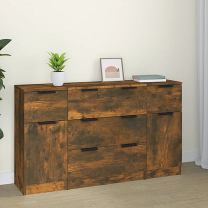 vidaXL Ensemble de 3 buffets chêne fumé Bois d'ingénierie