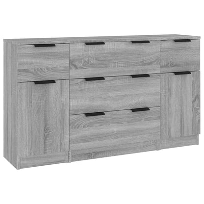 vidaXL Lot de 3 meubles bas Gris Sonoma Aggloméré