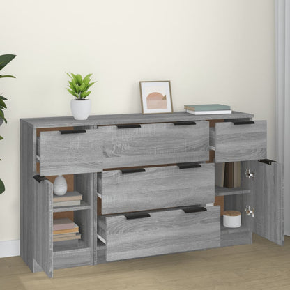 vidaXL Lot de 3 meubles bas Gris Sonoma Aggloméré