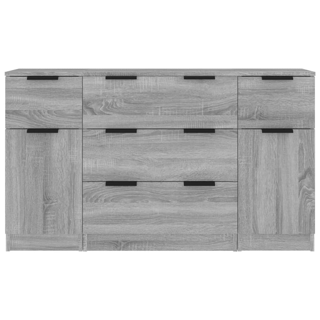 vidaXL Lot de 3 meubles bas Gris Sonoma Aggloméré