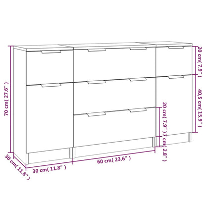 vidaXL Lot de 3 meubles bas Gris Sonoma Aggloméré